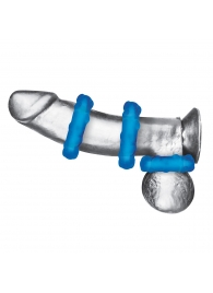 Комплект из трех голубых эрекционных колец 3-Pack Ribbed Rider Cock Ring Set - BlueLine - в Рязани купить с доставкой