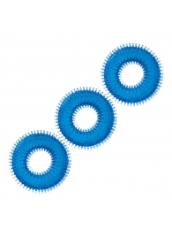Комплект из трех голубых колец для эрекции 3-Pack Ultra-Stim Stretch Cock Rings - BlueLine - в Рязани купить с доставкой