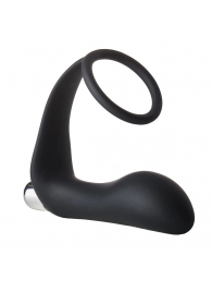 Черное эрекционное кольцо с вибропробкой Vibrating Anal Plug With Cockring - Dream Toys - в Рязани купить с доставкой