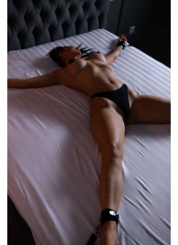 Черный кожаный набор фиксации на кровати Sex Game - БДСМ Арсенал - купить с доставкой в Рязани