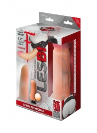 Телесный страпон Harness LESBI с вагинальной пробкой - 16,5 см. - LOVETOY (А-Полимер) - купить с доставкой в Рязани