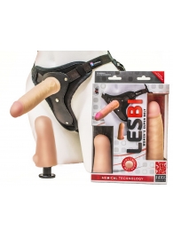 Телесный страпон Harness LESBI с вагинальной пробкой - 16,5 см. - LOVETOY (А-Полимер) - купить с доставкой в Рязани