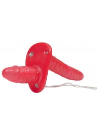 Красный женский страпон с вагинальной пробкой Bad Kitty - 18 см. - Orion - купить с доставкой в Рязани
