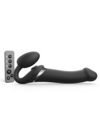 Черный безремневой страпон Multi Orgasm Size L с клиторальной стимуляцией - Strap-on-me - купить с доставкой в Рязани