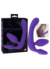 Фиолетовый безремневой страпон с двумя пробками - Orion - купить с доставкой в Рязани