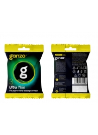 Ультратонкие презервативы Ganzo Ultra thin в мягкой упаковке - 3 шт. - Ganzo - купить с доставкой в Рязани
