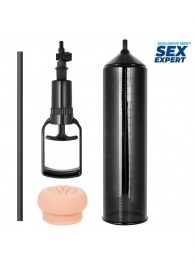 Черная вакуумная помпа с реалистичной вставкой - Sex Expert - в Рязани купить с доставкой