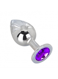 Большой плаг из стали с фиолетовым кристаллом Violet Dream - 9,5 см. - Erotic Fantasy - купить с доставкой в Рязани