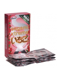 Презервативы Sagami Xtreme Strawberry c ароматом клубники - 10 шт. - Sagami - купить с доставкой в Рязани