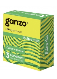 Ультратонкие презервативы Ganzo Ultra thin - 3 шт. - Ganzo - купить с доставкой в Рязани