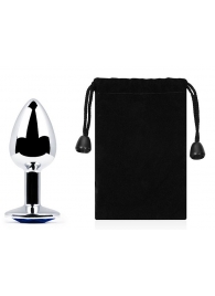 Анальное украшение BUTT PLUG  Small с синим кристаллом - 7 см. - Anal Jewelry Plug - купить с доставкой в Рязани