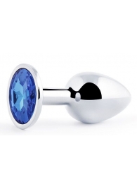 Анальное украшение BUTT PLUG  Small с синим кристаллом - 7 см. - Anal Jewelry Plug - купить с доставкой в Рязани