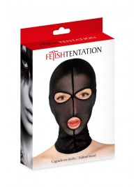 Черная сетчатая маска на голову с отверстиями для глаз и рта - Fetish Tentation - купить с доставкой в Рязани
