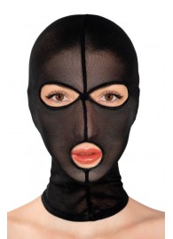 Черная сетчатая маска на голову с отверстиями для глаз и рта - Fetish Tentation - купить с доставкой в Рязани