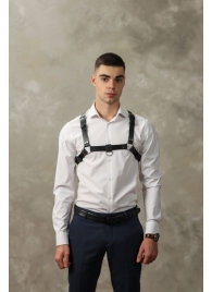 Черная мужская кожаная портупея №4 - БДСМ Арсенал - купить с доставкой в Рязани