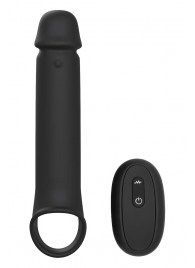 Черная насадка-удлинитель с вибрацией Vibrating Extender With Remote - Dream Toys - в Рязани купить с доставкой