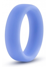 Голубое люминесцентное кольцо Silicone Glo Cock Ring - Blush Novelties - в Рязани купить с доставкой