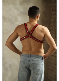 Черно-красная мужская портупея Black-Red - БДСМ Арсенал - купить с доставкой в Рязани