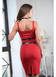 Черно-серебристая портупея-юбка plus size с цепочками - БДСМ Арсенал - купить с доставкой в Рязани