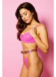 Эффектный розовый пояс из голографической эко-кожи - БДСМ Арсенал - купить с доставкой в Рязани