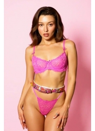 Эффектный розовый пояс из голографической эко-кожи - БДСМ Арсенал - купить с доставкой в Рязани