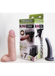 Страпон-унисекс с двумя насадками UNI strap 7  Harness - 19 и 16 см. - LOVETOY (А-Полимер) - купить с доставкой в Рязани