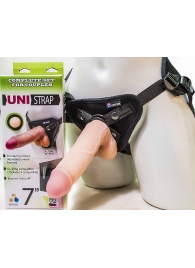 Страпон-унисекс с двумя насадками UNI strap 7  Harness - 19 и 16 см. - LOVETOY (А-Полимер) - купить с доставкой в Рязани