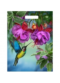 Пакет с принтом в виде колибри в цветах с вырубной ручкой (31х40 см) - Сима-Ленд - купить с доставкой в Рязани