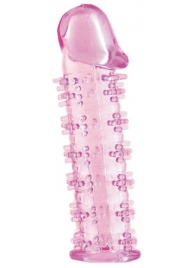Розовая насадка на пенис с шипами - 12,5 см. - A-toys - в Рязани купить с доставкой