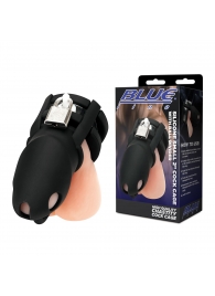 Черная клетка для пениса Silicone Small 2 in Cock Cage With Ball Divider - BlueLine - купить с доставкой в Рязани