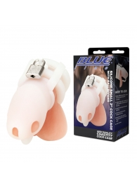 Белая клетка для пениса Silicone Small 2 in Cock Cage With Ball Divider - BlueLine - купить с доставкой в Рязани