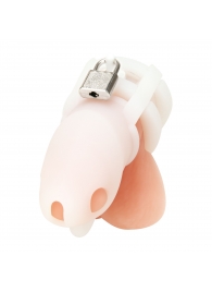 Белая клетка для пениса Silicone Small 2 in Cock Cage With Ball Divider - BlueLine - купить с доставкой в Рязани