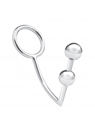Кольцо на пенис с анальным стимулятором Two Bead Stainless Steel Anal Hook   Cock Ring - BlueLine - в Рязани купить с доставкой
