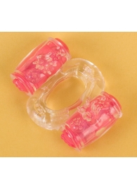 Прозрачное виброкольцо с двумя вибропульками - Toyfa Basic - в Рязани купить с доставкой