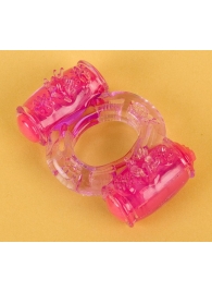 Фиолетовое виброкольцо с двумя вибропульками - Toyfa Basic - в Рязани купить с доставкой