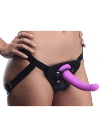 Лиловый поясной страпон Navigator Silicone G-Spot Dildo with Harness - 17,8 см. - XR Brands - купить с доставкой в Рязани