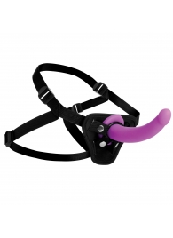 Лиловый поясной страпон Navigator Silicone G-Spot Dildo with Harness - 17,8 см. - XR Brands - купить с доставкой в Рязани