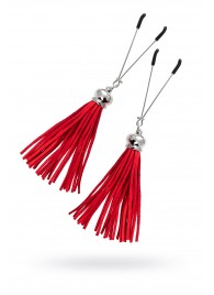 Зажимы на соски «Вилки» с красными кисточками из замши - Pecado - купить с доставкой в Рязани