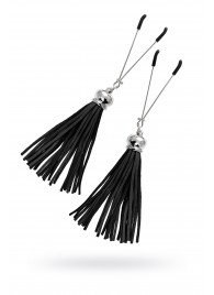 Зажимы на соски «Вилки» с черными кисточками из замши - Pecado - купить с доставкой в Рязани