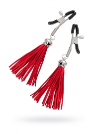 Зажимы на соски «Прищепки» с красными кисточками из замши - Pecado - купить с доставкой в Рязани