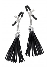 Зажимы на соски «Прищепки» с черными кисточками из замши - Pecado - купить с доставкой в Рязани