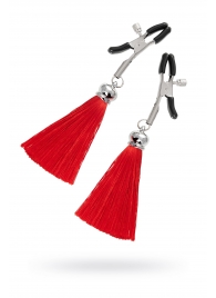 Зажимы на соски «Прищепки» с красными кисточками из шелка - Pecado - купить с доставкой в Рязани