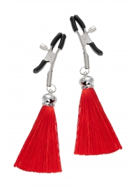 Зажимы на соски «Прищепки» с красными кисточками из шелка - Pecado - купить с доставкой в Рязани