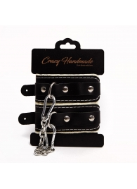 Черные скругленные наручники с мягкой бежевой подкладкой - Crazy Handmade - купить с доставкой в Рязани