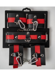 Черно-красный набор фиксаций: наручники, оковы и ошейник - Crazy Handmade - купить с доставкой в Рязани