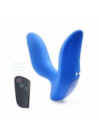 Синий вибромассажер простаты 3,5’’ Remote Control Curve P-spot Massager - 12 см. - Erokay - в Рязани купить с доставкой
