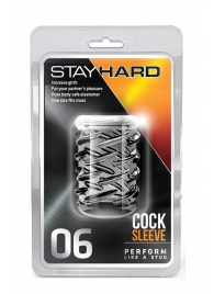 Прозрачная насадка с объёмными чёрточками STAY HARD COCK SLEEVE 06 CLEAR - Blush Novelties - в Рязани купить с доставкой