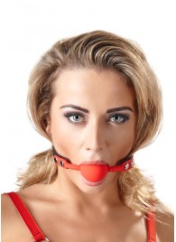 Силиконовый кляп-шар на чёрных ремешках Red Gag silicone - Orion - купить с доставкой в Рязани
