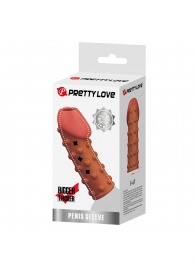 Телесная открытая насадка на пенис с бугорками - 19,8 см. - Baile - в Рязани купить с доставкой