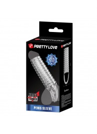 Прозрачная насадка на пенис с ребрышками и подхватом мошонки - Baile - в Рязани купить с доставкой